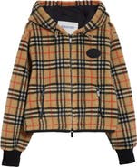 Burberry Fiona Check Fleece Crop Jacket
