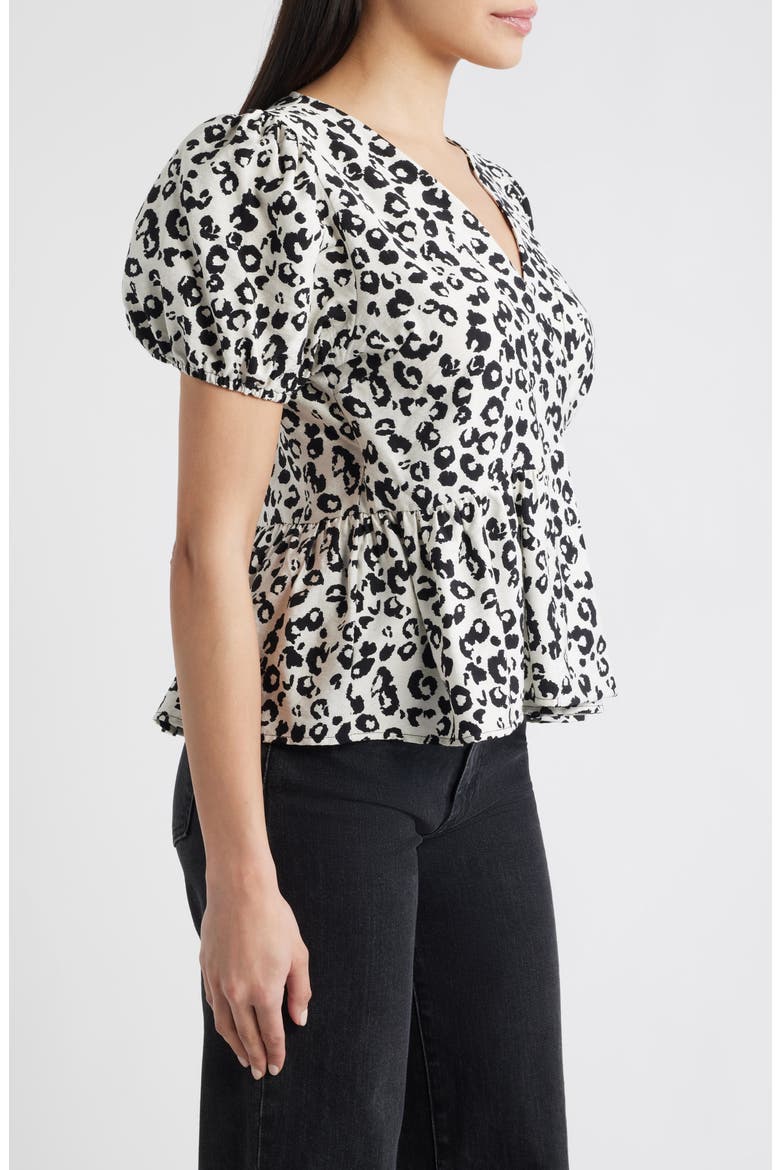 Animal Print Wrap Top, Alternate, color, BEIGE/ BLACK