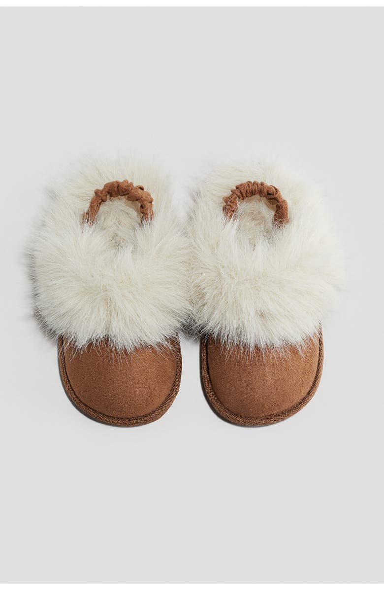 H&M Fluffy-lined Slippers, Alternate, color, Light Brown