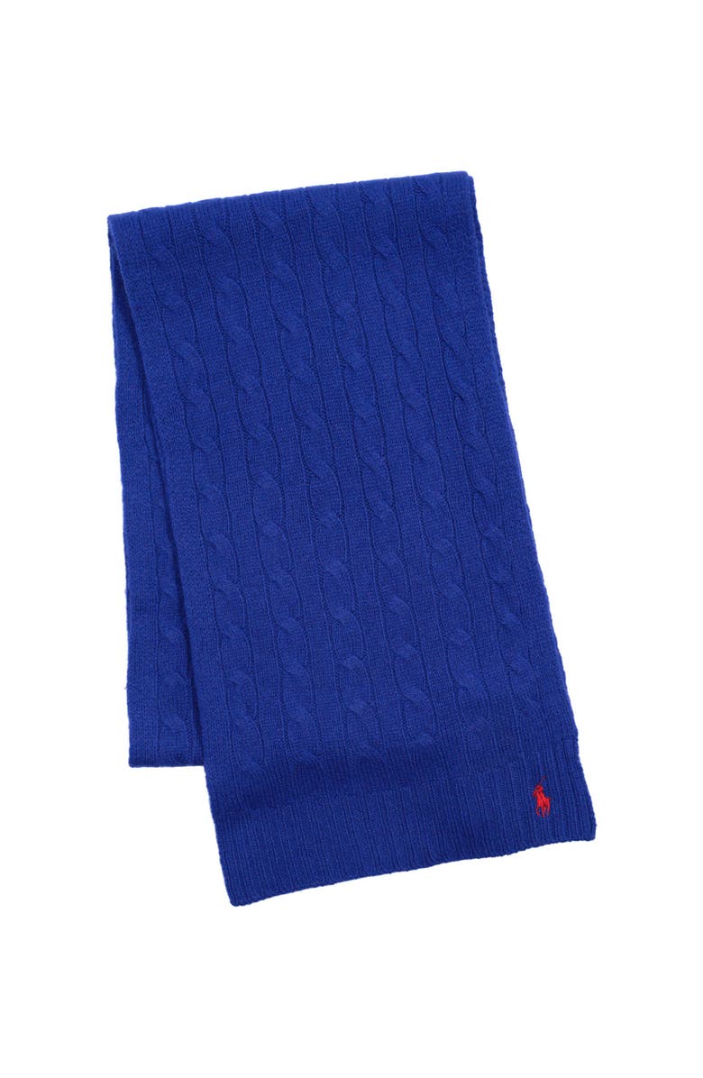 Polo Ralph Lauren Wool Cashmere Classic Cable Scarf, Alternate, color, Active Blue