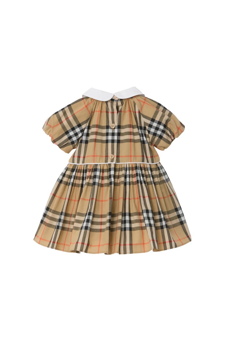 Burberry Check Cotton Dress with Bloomers, Alternate, color, Sand Beige