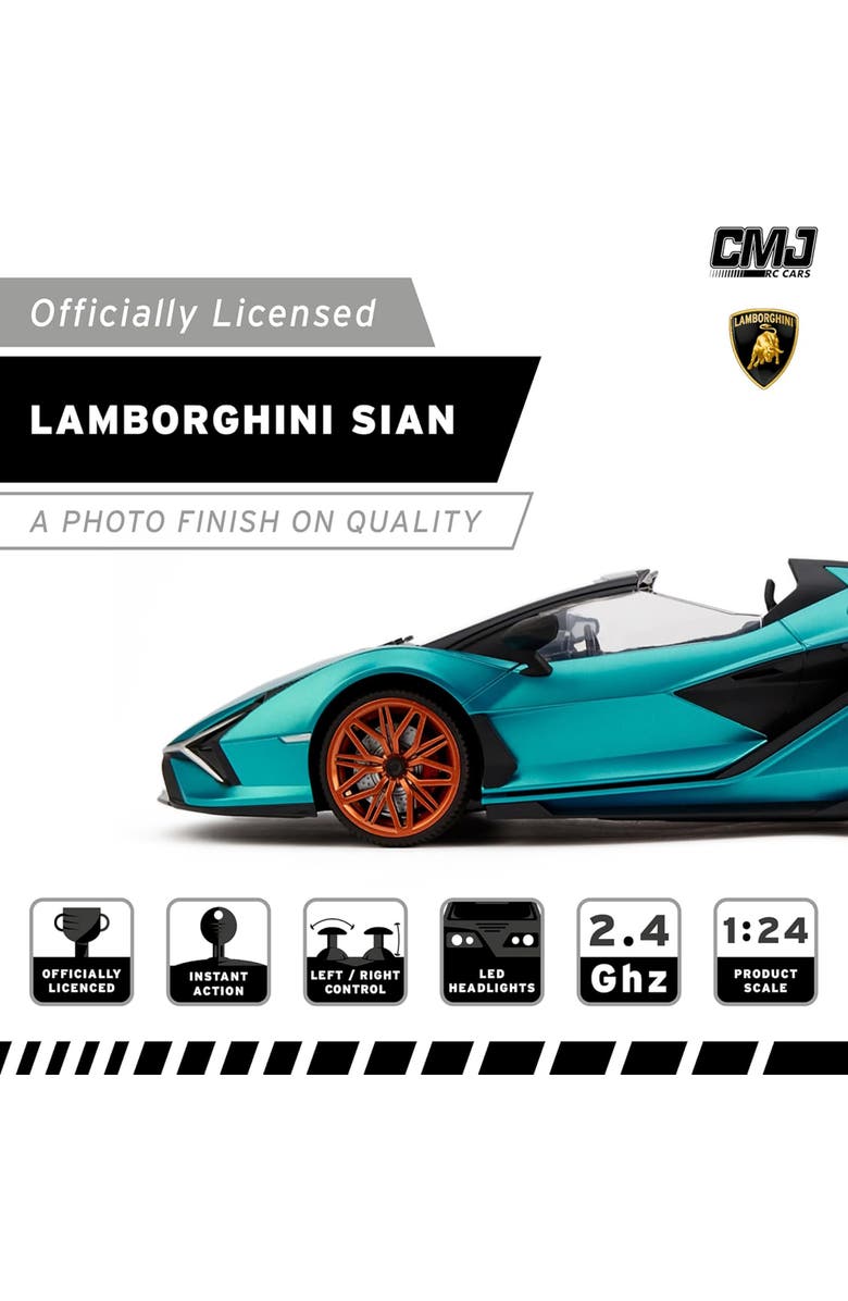 CMJ RC Cars Lamborghini Twin Pack Sian and Aventador Police Remote Controlled Cars, Alternate, color, Multicolored