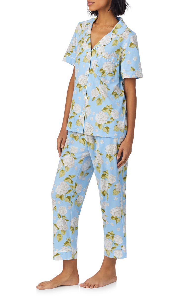 BedHead Pajamas Print Stretch Organic Cotton Jersey Crop Pajamas, Alternate, color,