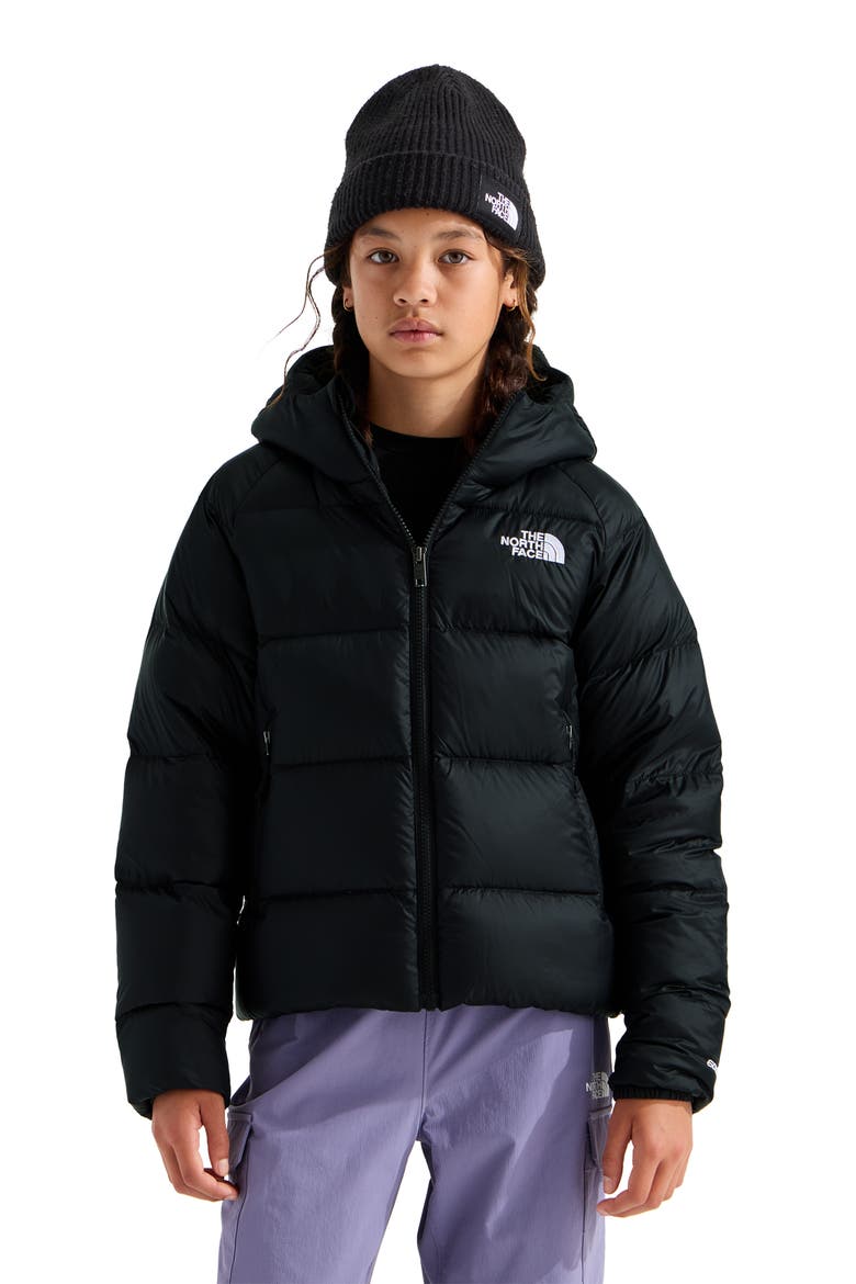Kids' Hydrenalite Down Hooded Jacket, Main, color, TNF BLACK
