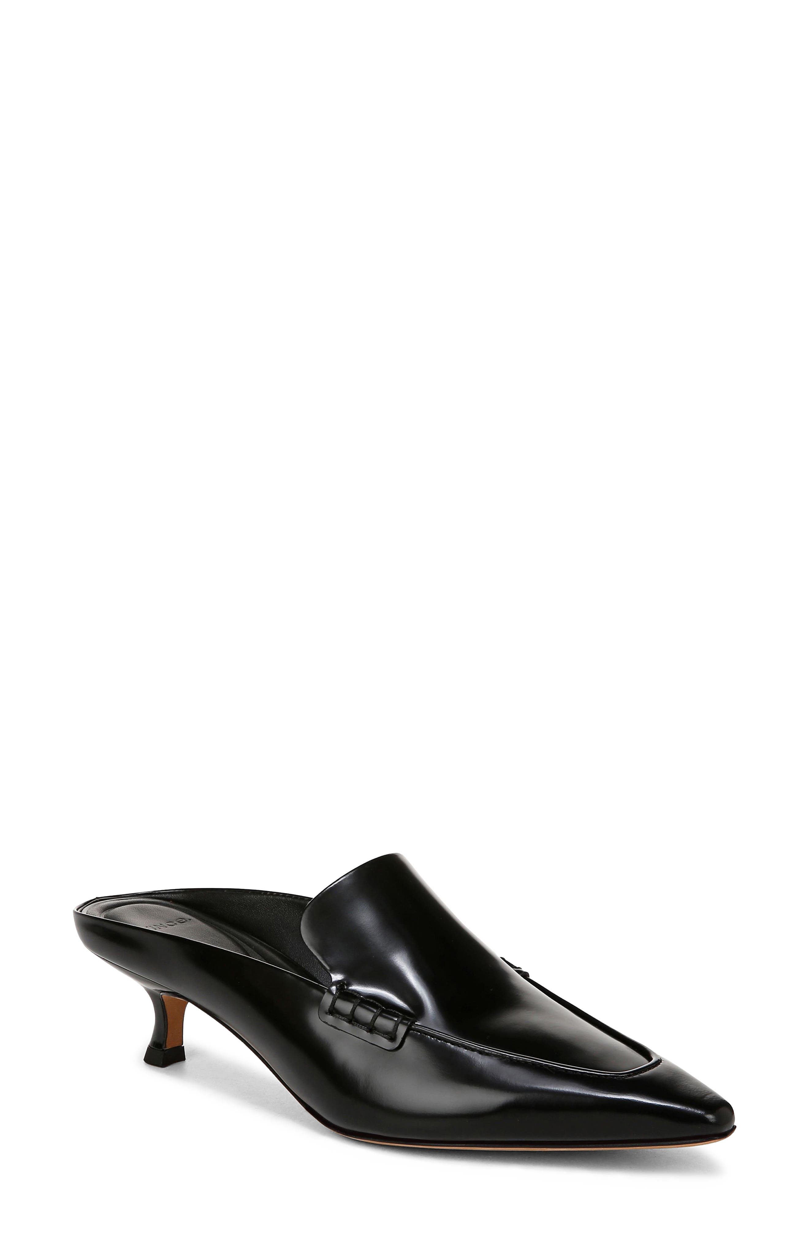 Vince Samy Pointed Toe Kitten Heel Loafer Mule