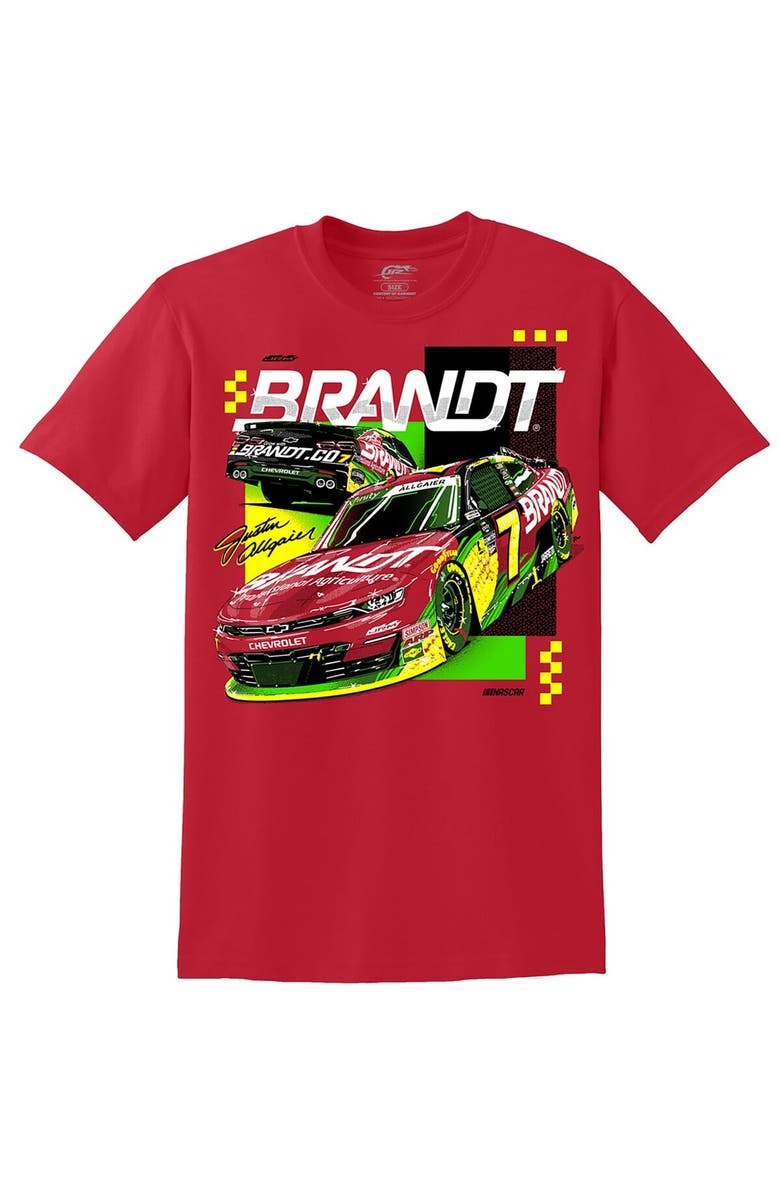JR MOTORSPORTS OFFICIAL TEAM APPAREL Men's JR Motorsports Official Team Apparel Red Justin Allgaier Brandt Car T-Shirt, Alternate, color, Red