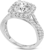 LuvMyJewelry Etoile 14K White Gold Round Cut Lab Grown Diamond Halo Engagement Ring - 2.9 Ct