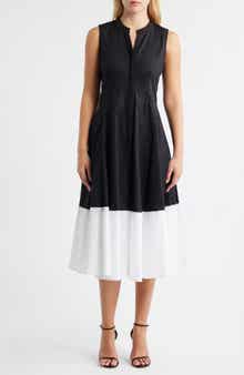 Halogen® Colorblock Sleeveless Cotton Dress