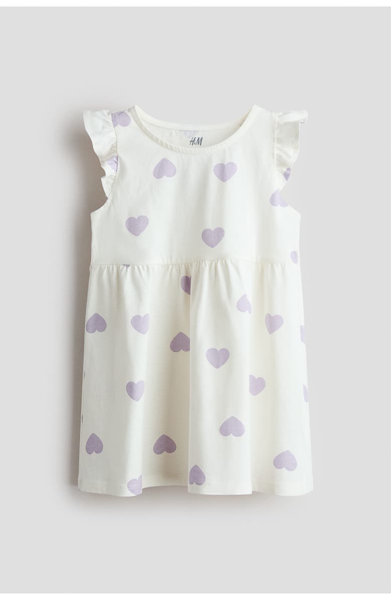 H&M Printed Cotton Dress, Main, color, White/Hearts