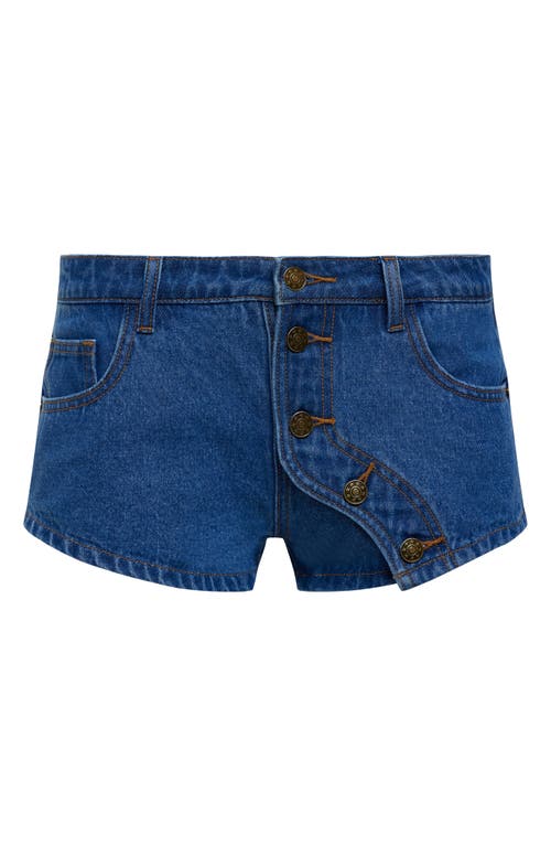 Lioness Sundrenched Low Rise Denim Shorts In Blue