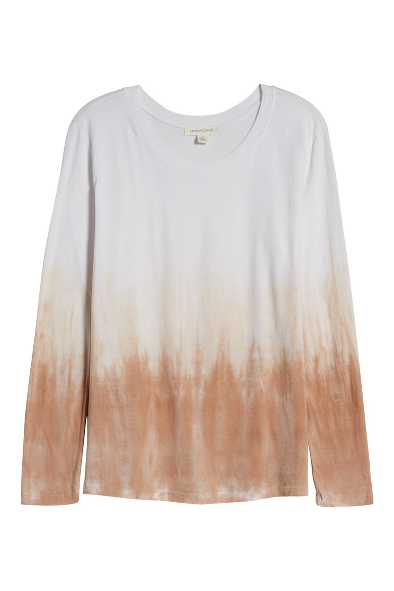 Tie Dye Long Sleeve Shirt, Alternate, color, WHITE- TAN COMBO