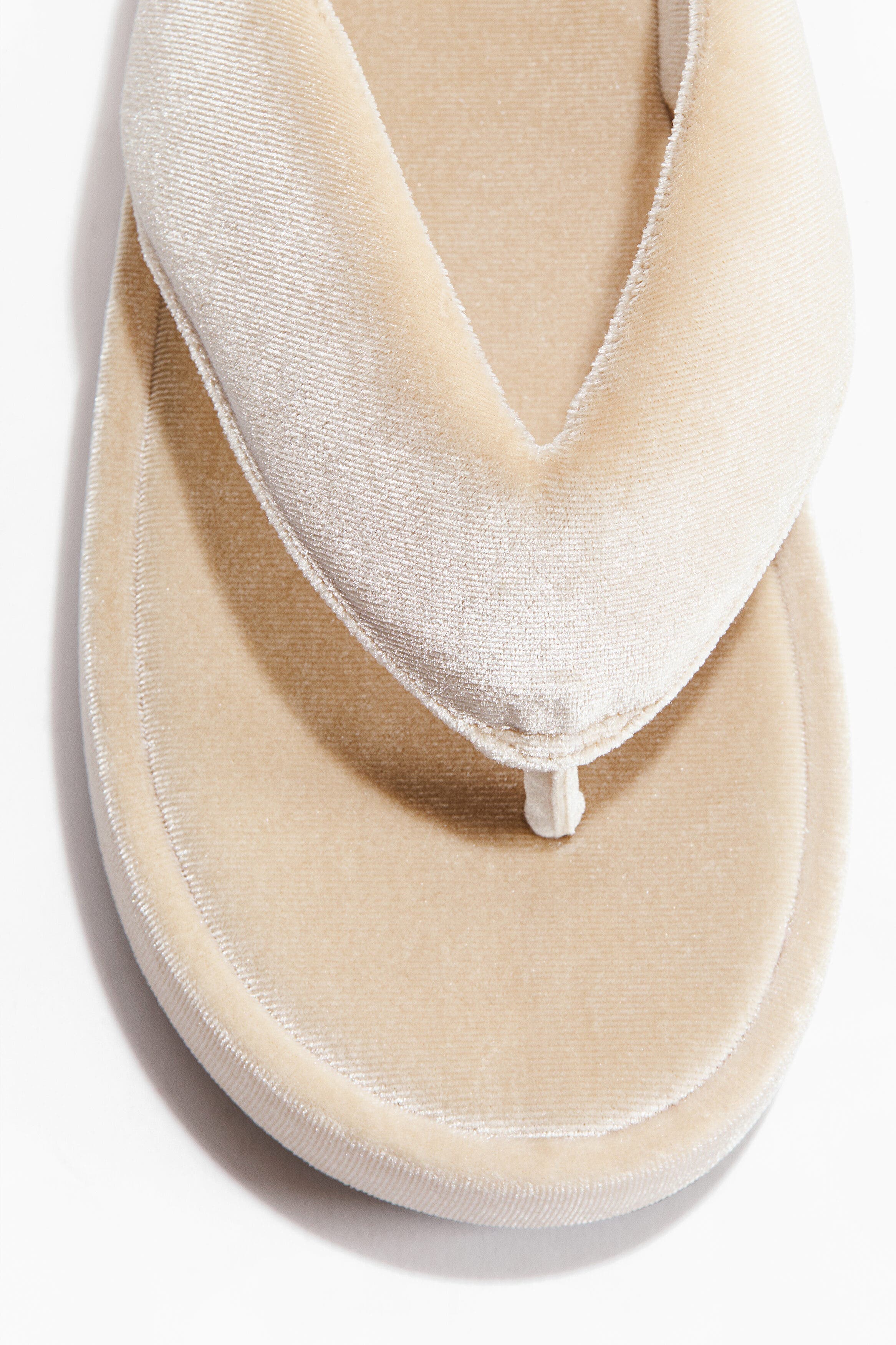 H&M Velour Flip-flops, Alternate, color, Light Beige