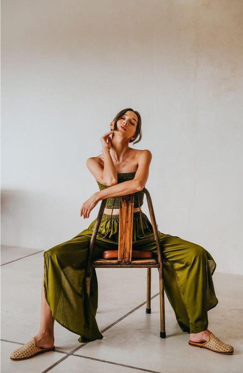PINK HALEY Judith Side Split Pants with Matching Tube Top, Alternate, color, Green