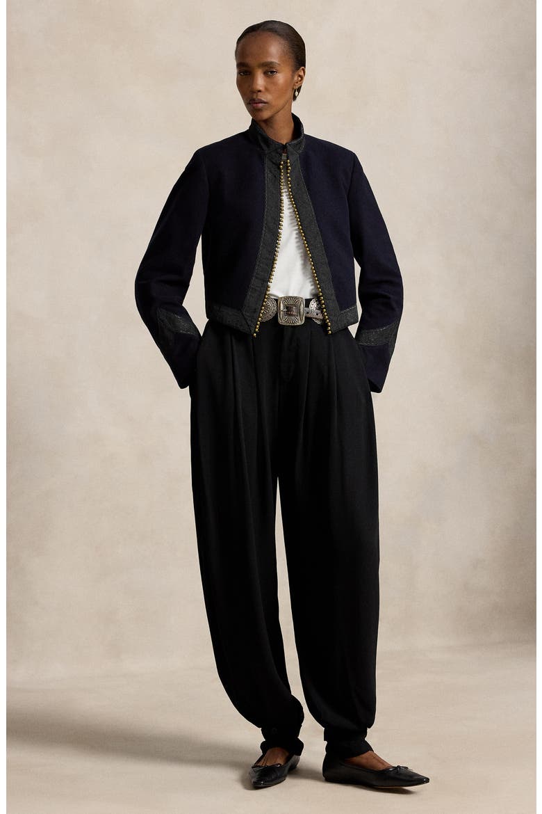 Moleskin Cropped Jacket, Alternate, color, NAVY