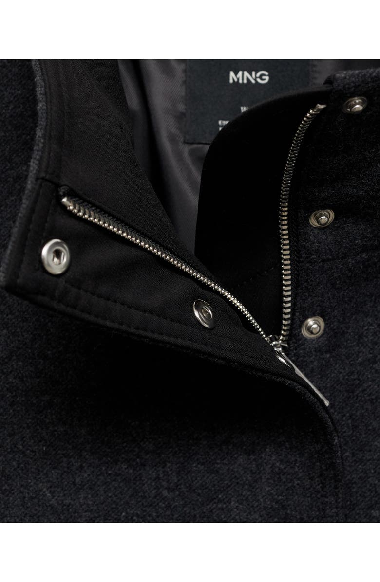 MANGO Stand Collar Wool Blend Coat, Alternate, color, 