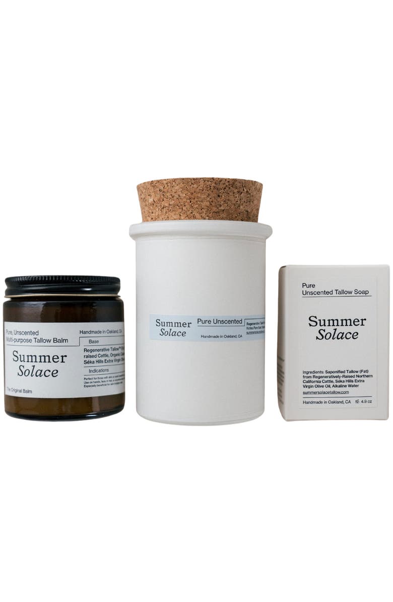 Summer Solace Tallow Pure Unscented Tallow Gift Set, Main, color, White / Off-White