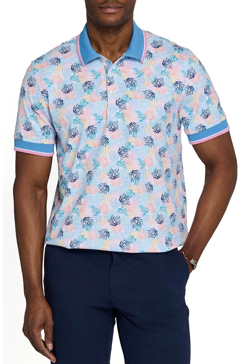 Slim Fit Coral Cluster Polo Short Sleeve Shirt, Main, color, MULTI