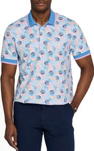 CONSTRUCT Slim Fit Coral Cluster Polo Short Sleeve Shirt