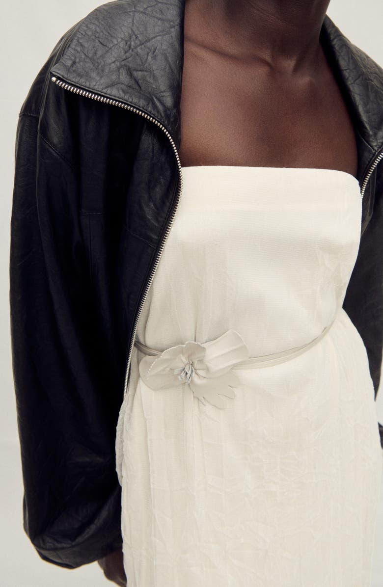 MANGO Flower Thin Leather Belt, Alternate, color, 