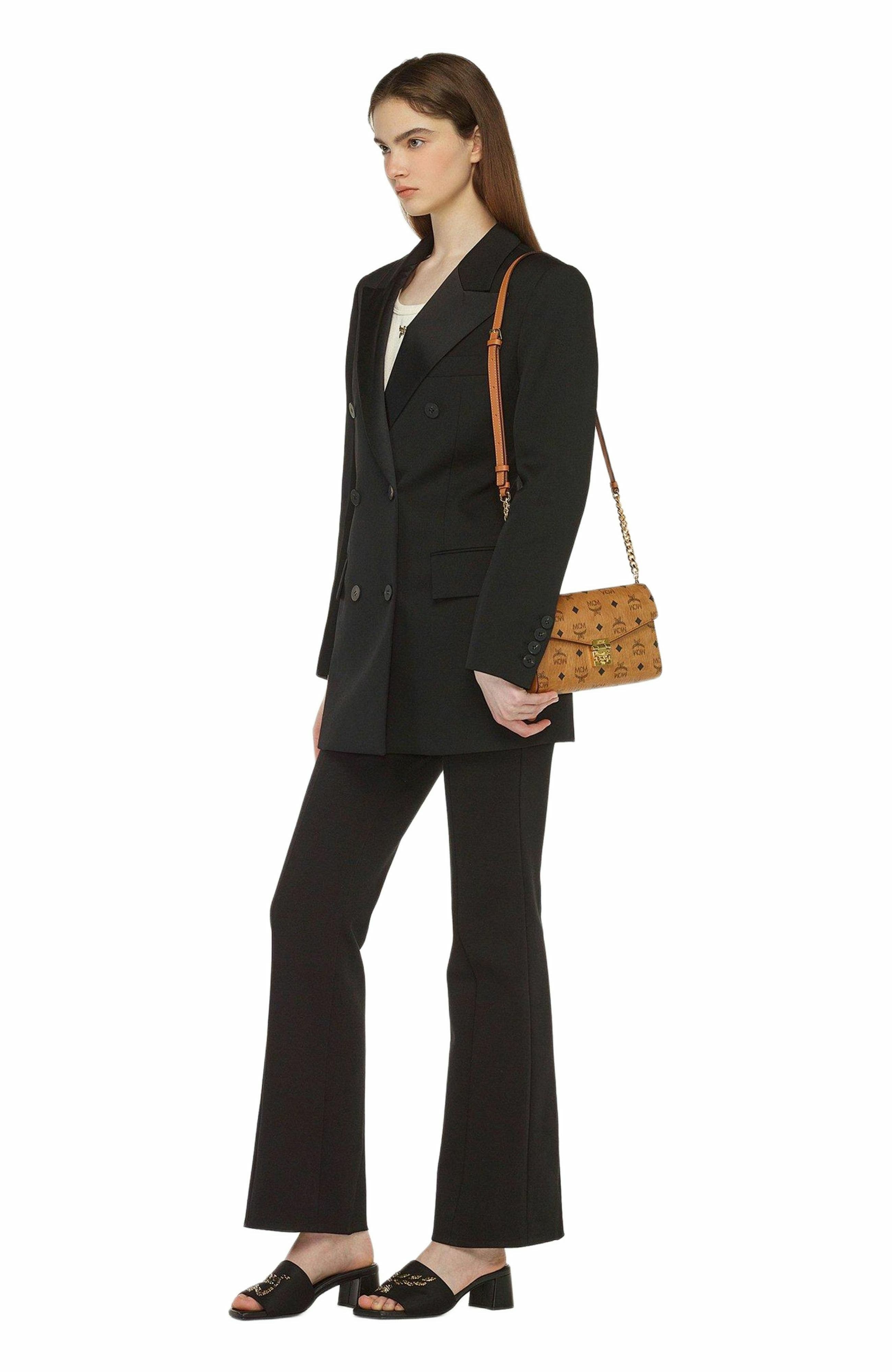 MCM Tracy Crossbody in Visetos, Alternate, color, Cognac