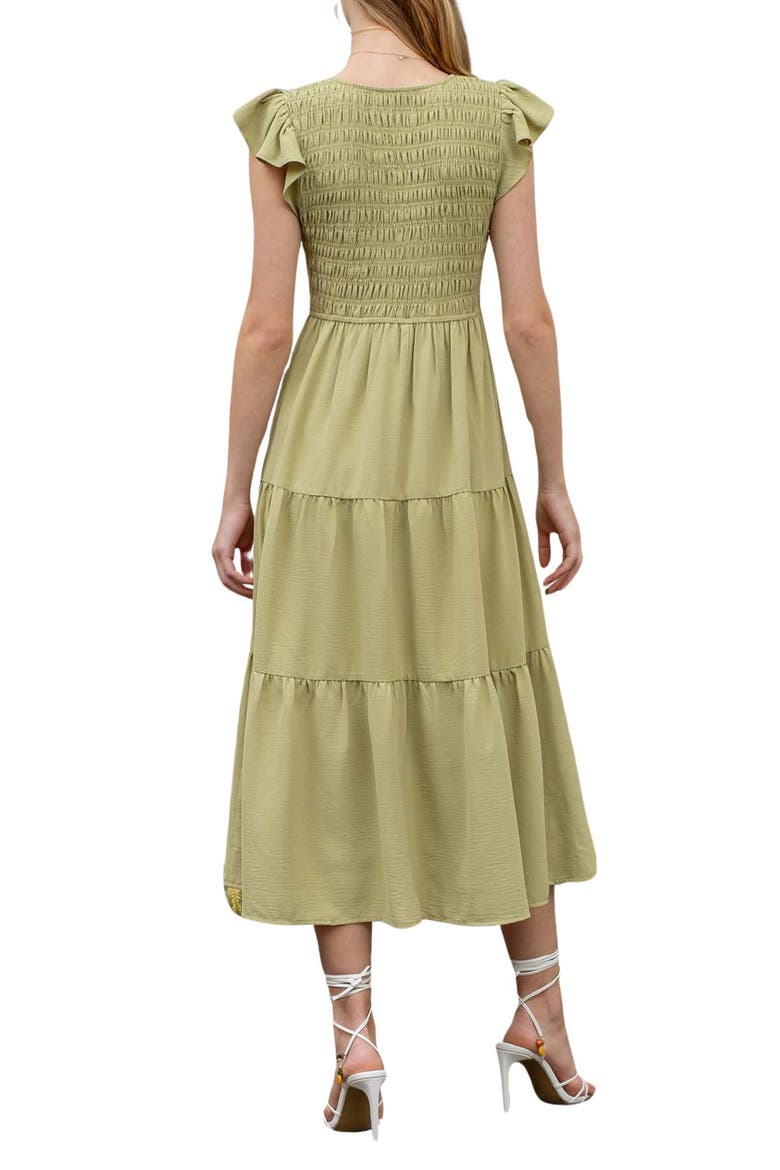 Flutter Sleeve Midi Dress, Alternate, color, KIWI