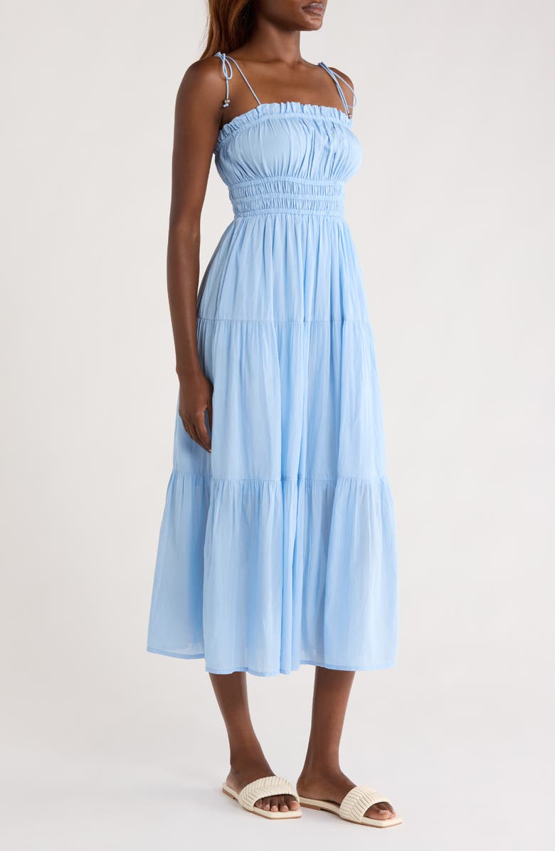 Elan Smocked Cover-Up Midi Dress, Alternate, color, Sky Blue