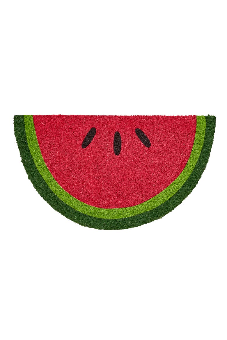 Watermelon Slice Non-Slip Coir Door Mat Fun Outdoor Decor, Main, color, Red