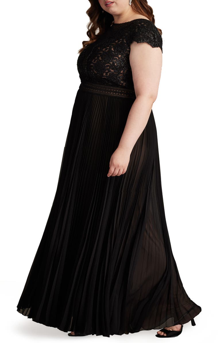 Tadashi Shoji Sequin & Lace Bodice Pleated A-Line Gown, Alternate, color,