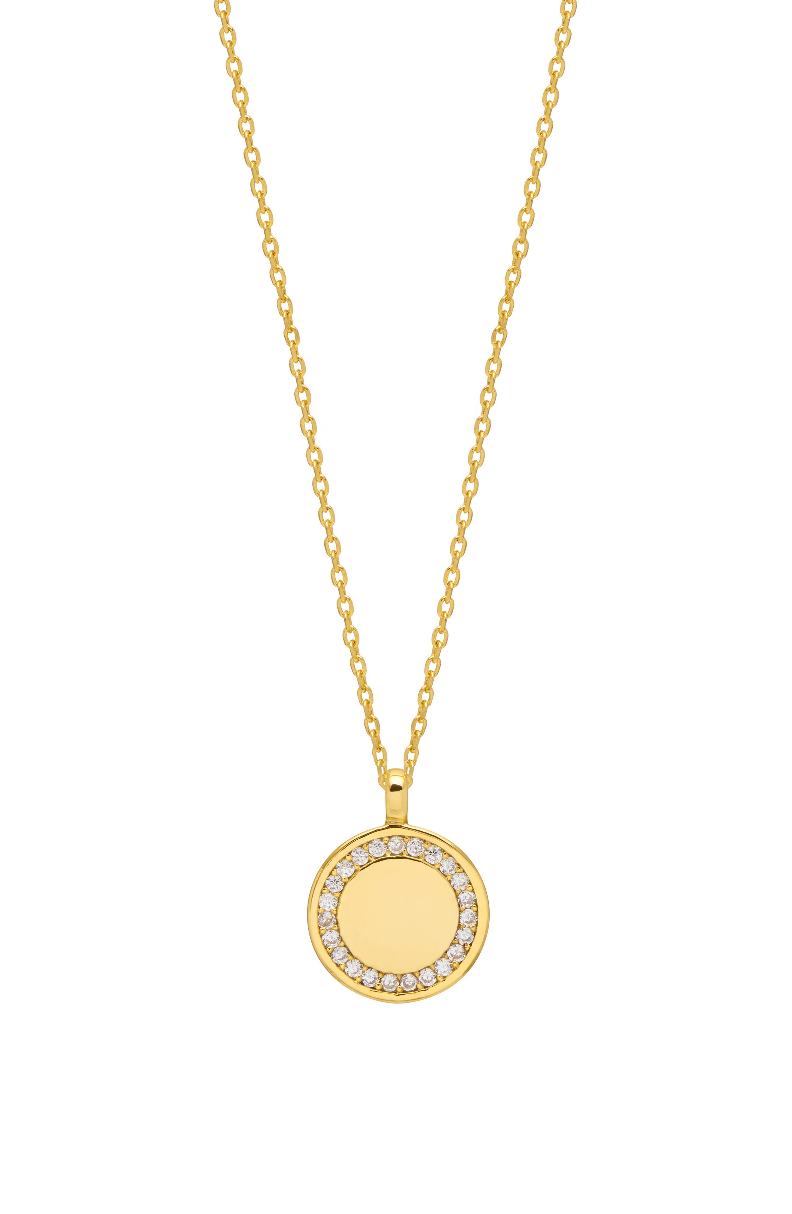 Estella Bartlett Cubic Zirconia Halo Coin Pendant Necklace in Gold 