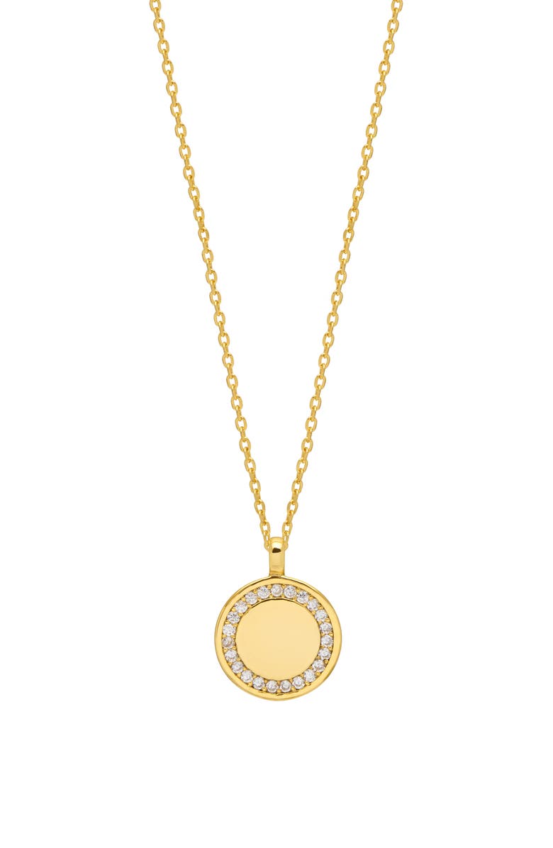 Estella Bartlett Cubic Zirconia Halo Coin Pendant Necklace, Main, color, Gold