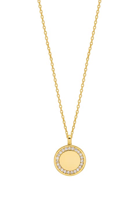Cubic Zirconia Halo Coin Pendant Necklace