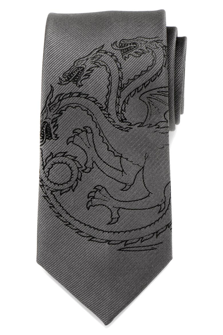 Game of Thrones Targaryen Silk Tie, Alternate, color, GREY