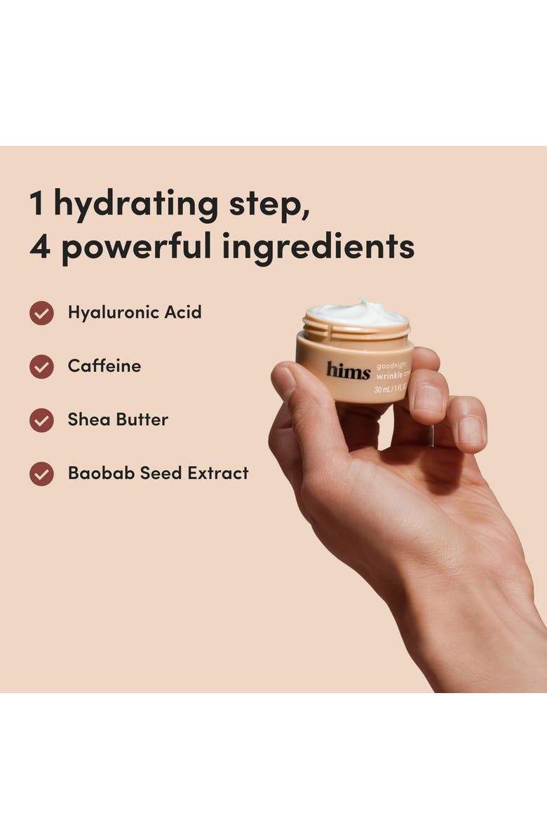 HIMS & HERS Goodnight Wrinkle Cream Restorative, Firming, Caffeine & Hyaluronic Acid Night Treatment, Alternate, color, Beige