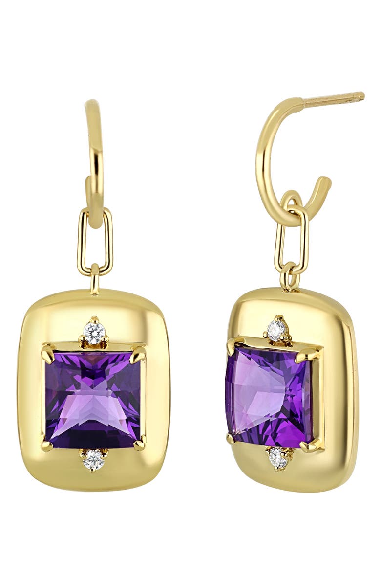 Bony Levy Iris Amethyst & Diamond Drop Earrings, Main, color, 18K Yellow Gold