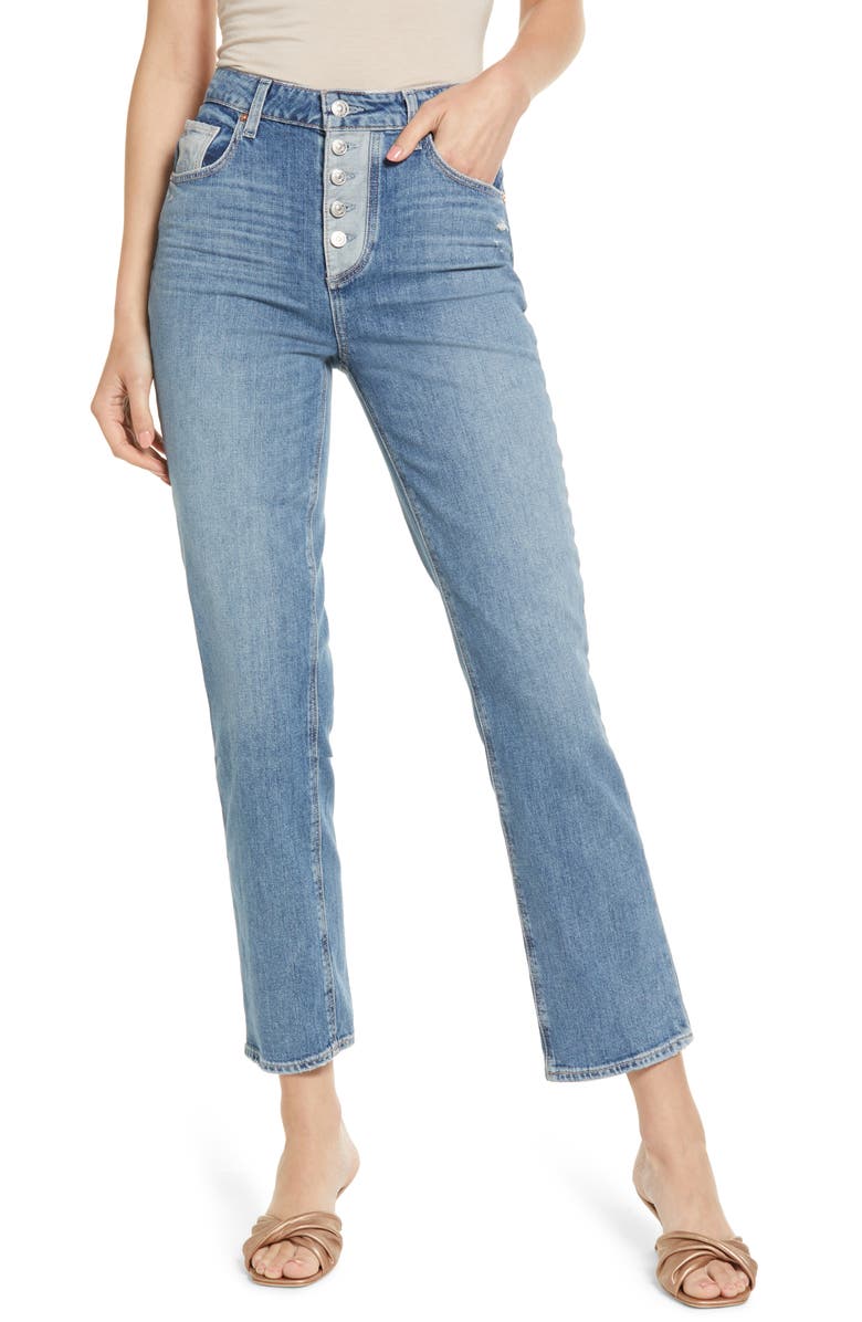 PAIGE Sarah Exposed Fly Straight Leg Ankle Jeans, Main, color, Magdadist