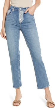 PAIGE Sarah Exposed Fly Straight Leg Ankle Jeans