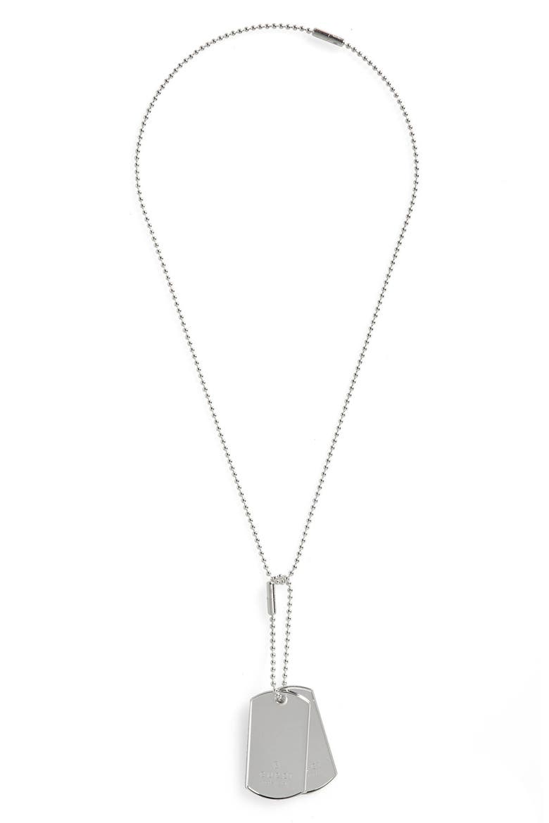 Silver Dog Tag Necklace, Main, color, SILVER