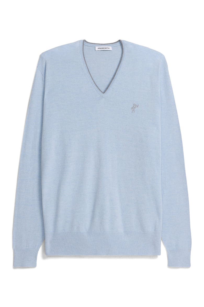 Extrafine Merino Tipped V-Neck, Main, color, Light Blue