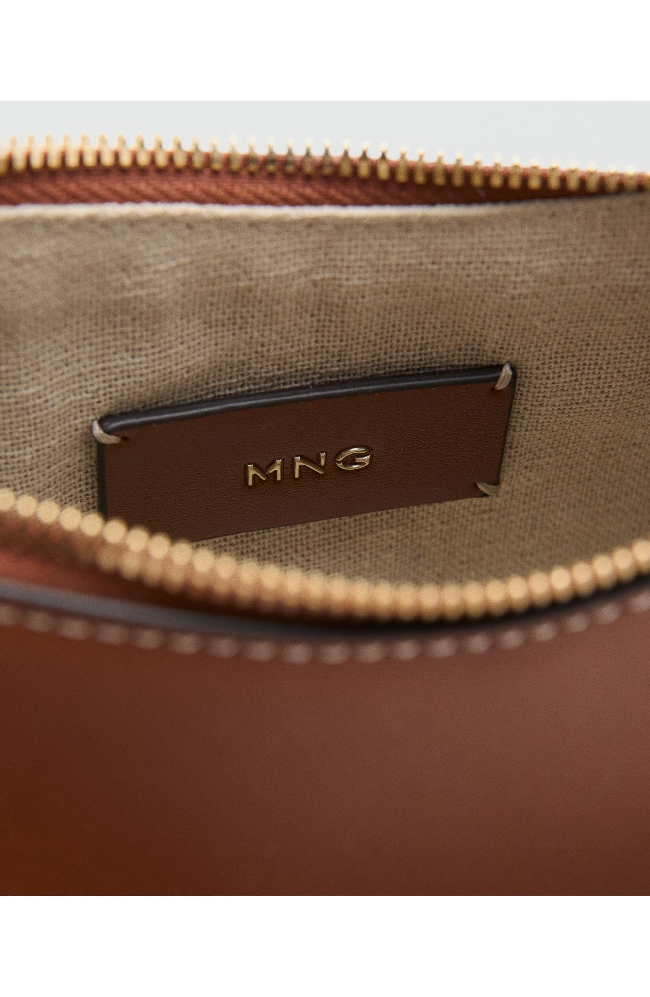 MANGO Oval Faux Leather Shoulder Bag, Alternate, color, Leather