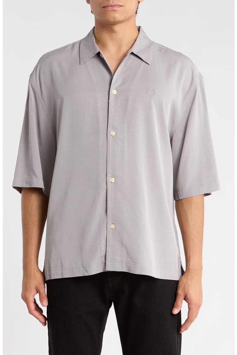 Rialto Cotton Short Sleeve Button-Up Shirt, Main, color, MARCH GREY