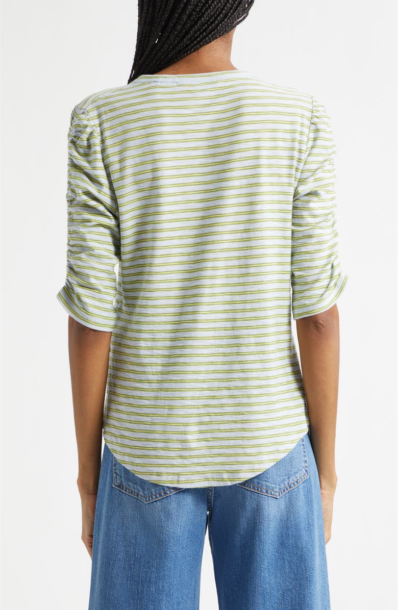 Veronica Beard Waldorf Stripe Ruched Sleeve Tee, Alternate, color, Banded Stripe