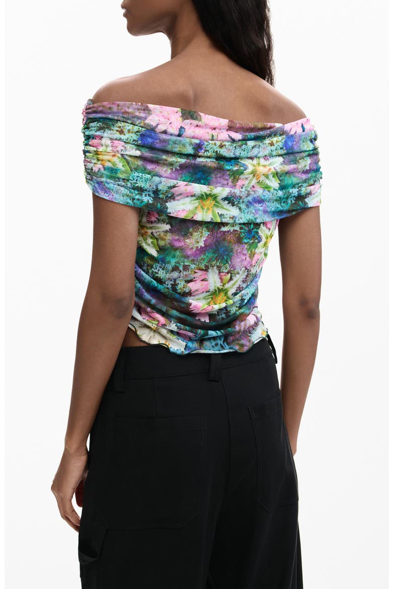 Off the Shoulder Stretch Mesh Top, Alternate, color, GREEN