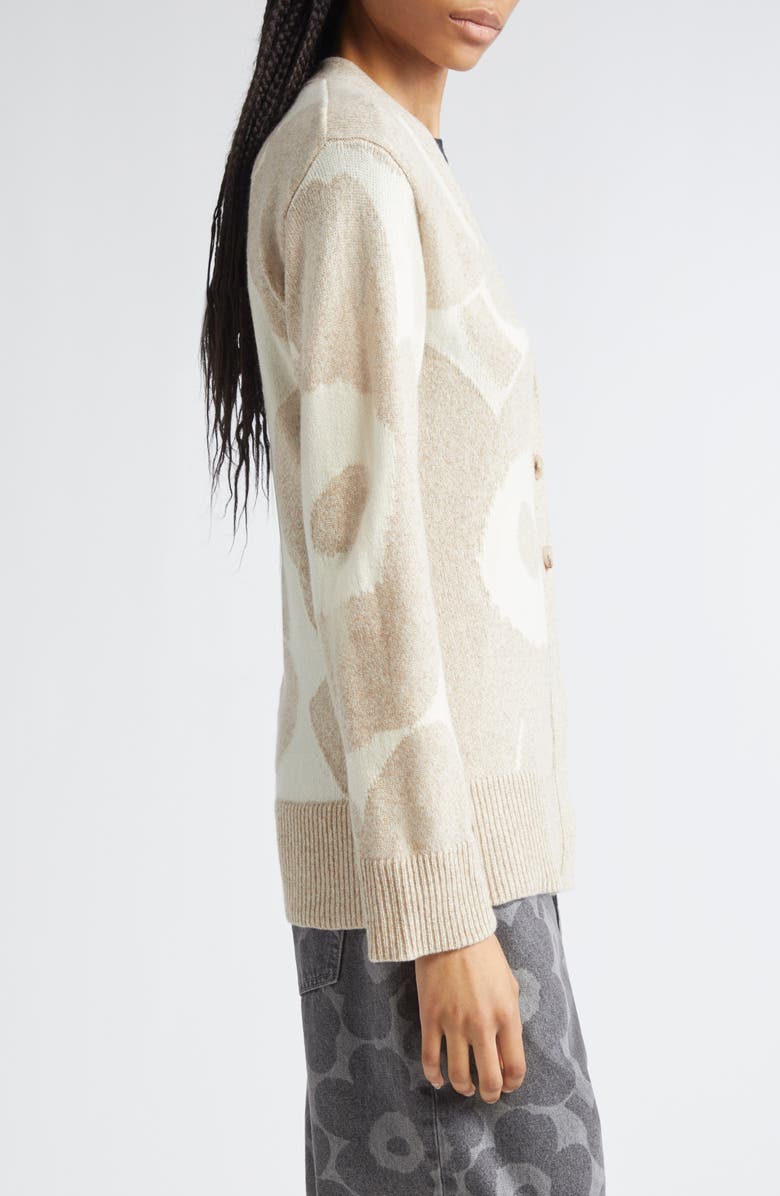 Marimekko Kumma Unikko Floral Wool Cardigan, Alternate, color, Beige, Off White