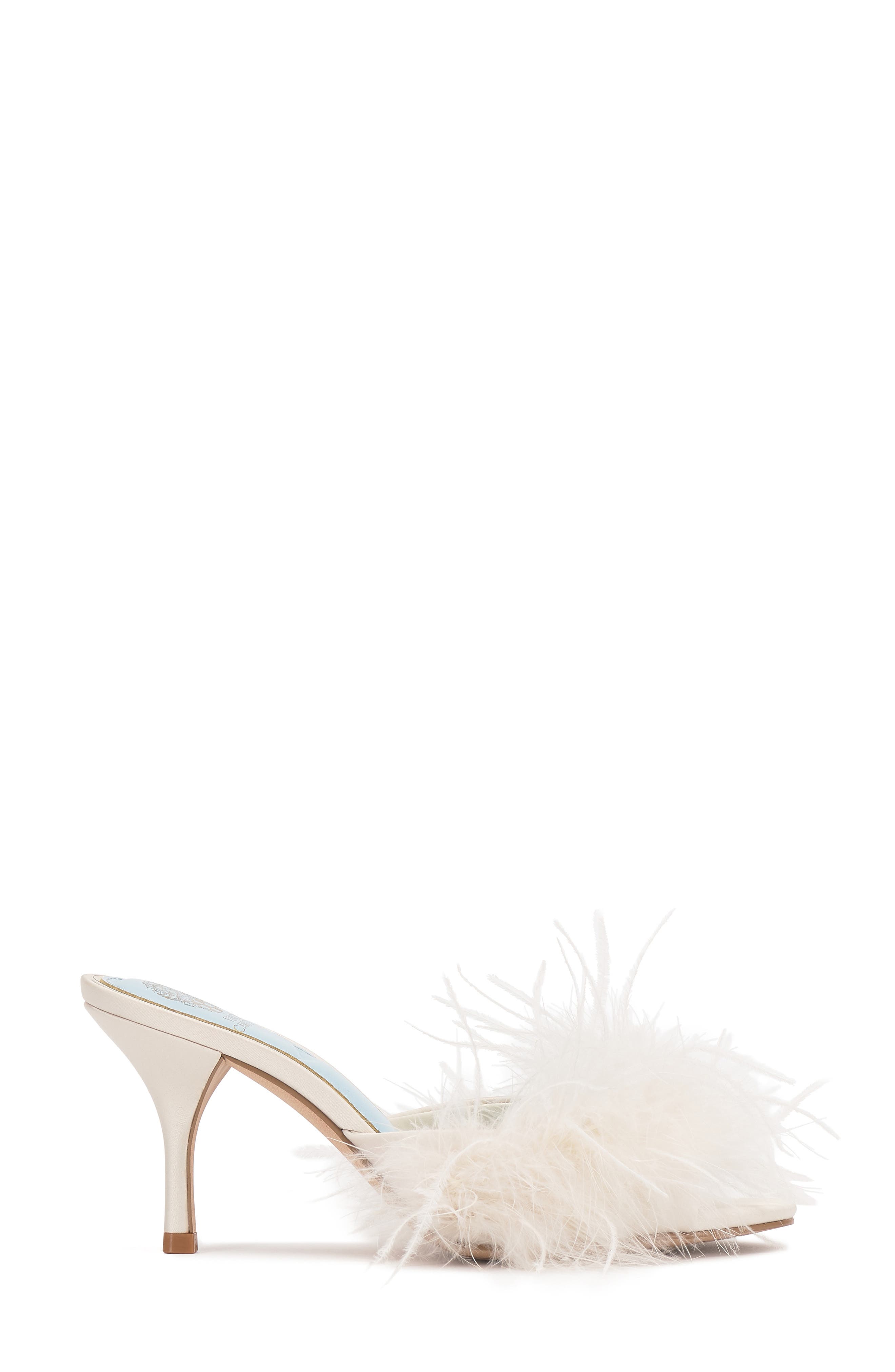 Vince Camuto Paelly Faux Feather Slide Sandal, Alternate, color, Milk