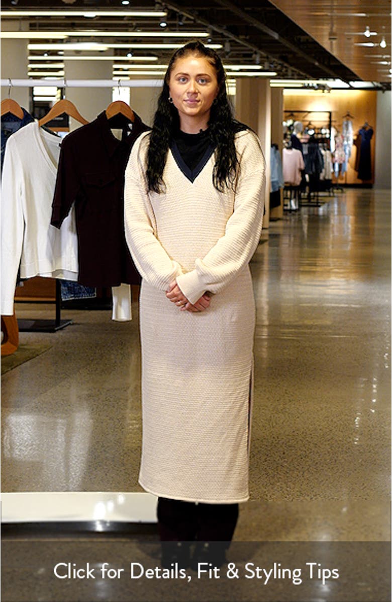 Mozart Contrast Collar Long Sleeve Midi Sweater Dress, sales video thumbnail