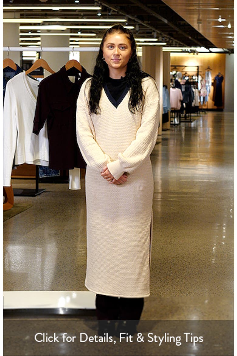 Mozart Contrast Collar Long Sleeve Midi Sweater Dress video