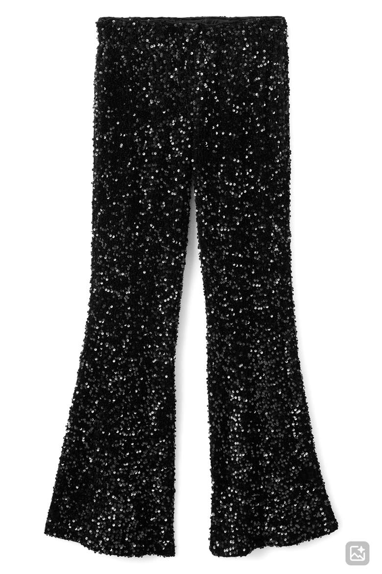 Sequin Flare Jeans, Main, color, BLACK