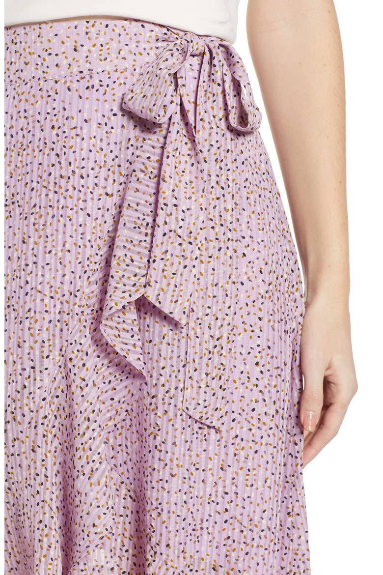 Printed Flounce Hem Wrap Skirt, Alternate, color, LAVENDER DOT