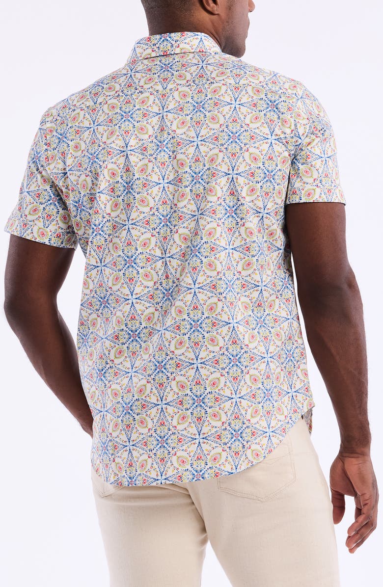 Robert Graham Holmes Short Sleeve Cotton Dress Shirt, Alternate, color, Blue