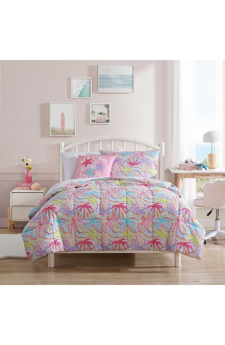 Nautica Sutton Palm Trees Comforter & Sham Set, Alternate, color, Rose/ Aqua